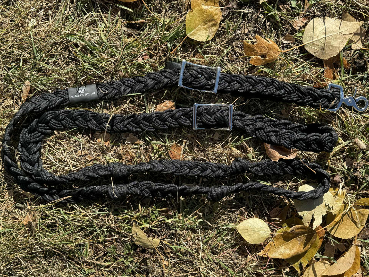 1" Wide Black Braided Reins