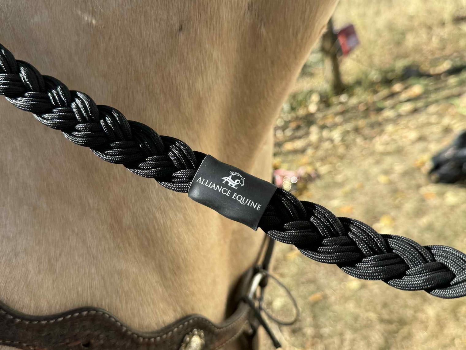 1" Wide Black Braided Reins