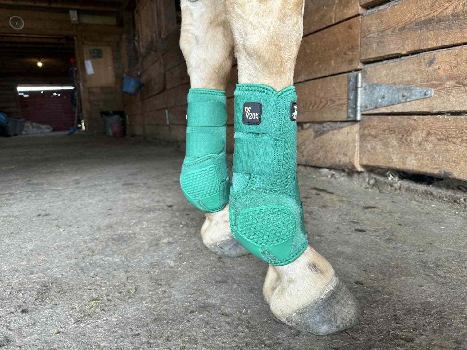 Forrest Green V20x Sport Protective front boot in barn.