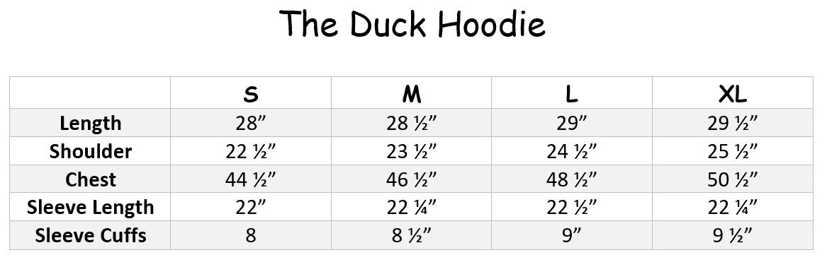 duck hoodie size chart