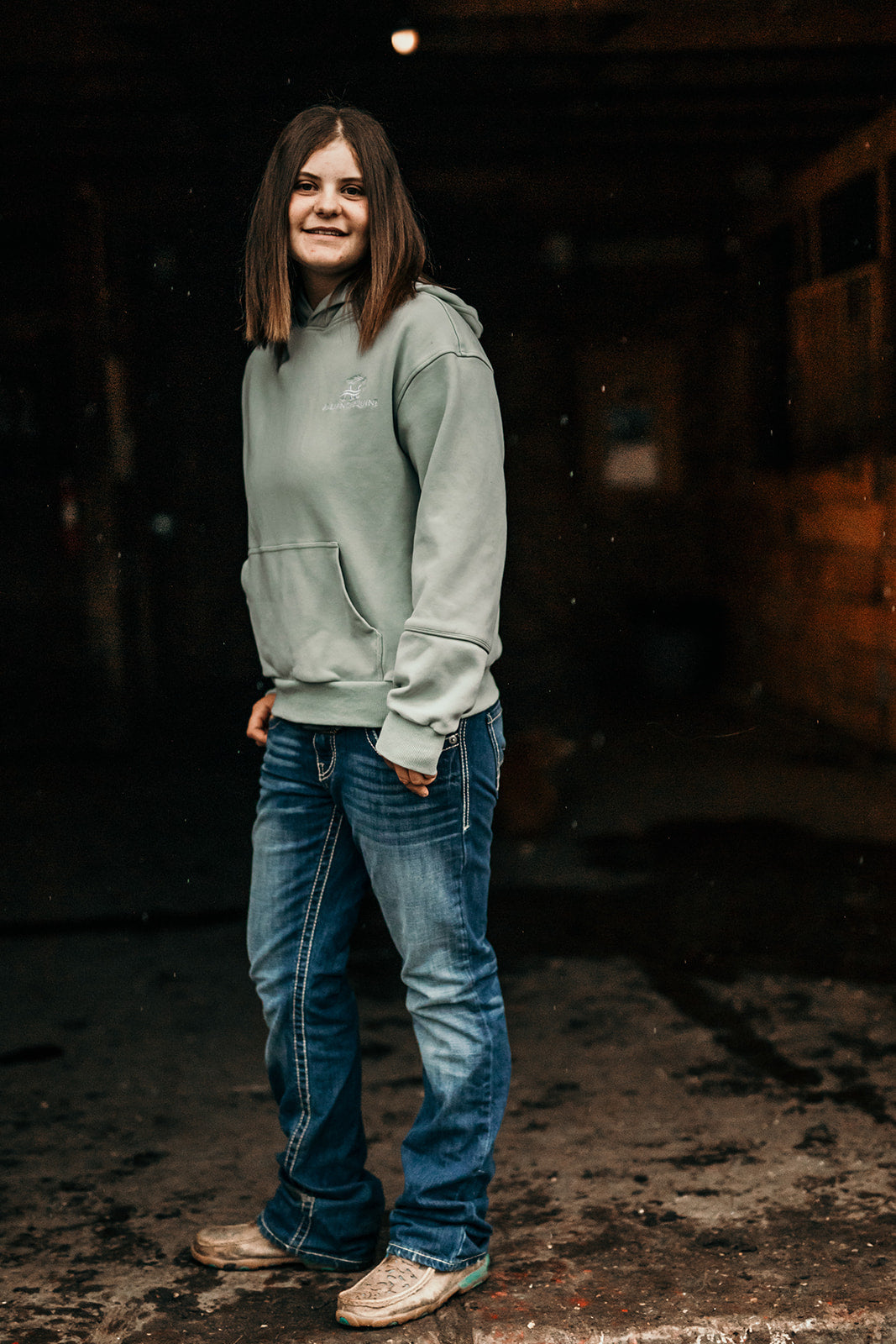 Piper hoodie green front view